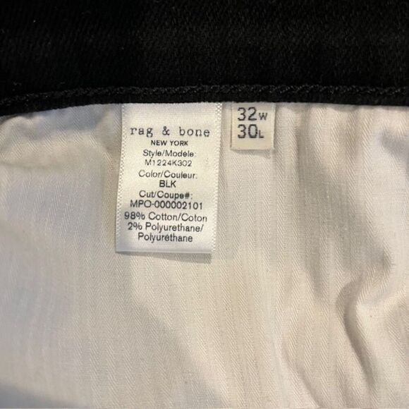 Rag & Bone Fit 1 Men's Stretch Extra Slim Black Jeans Size 32x30 - Picture 11 of 14